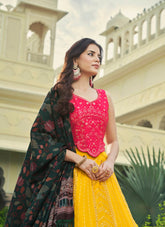 Fashionable Georgette Lehenga Choli in Yellow